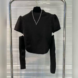 Detachable Long Sleeve Knitted Sweater Womens Autumn Winter Fashion Commute Style Slim Fit Regular Length Crew Neck Top