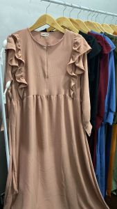 Gamis Meldi Ruffles cringkel Airflow wanita kekinian /dress wanita serut kondangan viral terbaru size S M l XL
