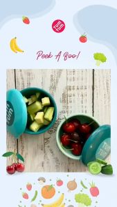 TUM TUM Peepo Weaning Pots Set of 2 - Boris Bear: Peralatan Makan Anak Berkualitas Tinggi