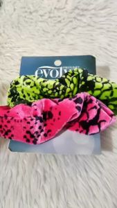Firstline Evolve Hair Accessories Pink & Green - 2 Pack Scrunchies for All Hair Types