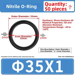 JINJUNTAI | Nitrile O Ring 1mm Diameter Oil Resistant Durable