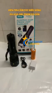Đèn Pin Cầm Tay FA-S10 Chế Độ ZOOM Gần Xa Ánh Sáng Trắng và Xanh