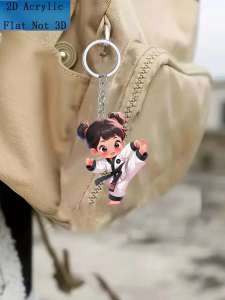 Acrylic Keychain Themed Around Exquisite Taekwondo Beauties Suitable for Car Pendants DIY Backpacks and Home Decor