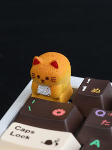 Cute Cat Toast Creative Resin Keycap Mechanical Single Body Cross Key Customizable Computer Hardware Display Accessories
