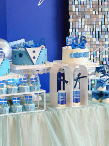 Blue Themed Adult Ceremony Dessert Table Decoration Wave Riding Future Hope Sticker Plugin Cake Decorations Graduation Celebration