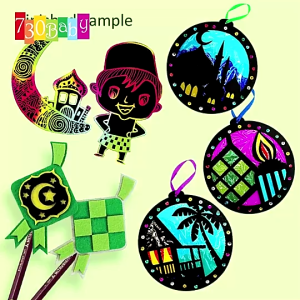 【Selamat Hari Raya】IsALifestyle Kids Traditional Art Craft Felt Eid Mubarak Pencil Topper / Hanging Deco/ Scratch Art