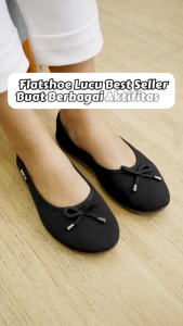 Rumahkaki - Sepatu Balet Wanita Flatshoes Kuliah Kerja Kantor Kain Casual Tali Pita Porto BA202L