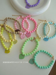 Summer Dopaamine Pet Necklace Heart Bead Dog Yorkie York Summer Cat Devon Rex Jewelry Accessories Universal Pet Collar Pendant