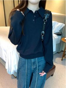 Pusomedeo Grey Polo Neck Sweater Womens Loose Casual Long Sleeve Knitted Top Autumn Winter Comfortable Lazy Style Fashion