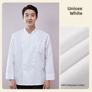 plus Size Chef Work Uniform Long Sleeve Hotel Restaurant New Style Kitchen Clothes Workwear Cotton Polyester Blend Mens Suit