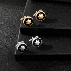 Fashionable Black White round Hex Star Pattern Cufflinks Mens Classic Business Shirt Alloy Material Sleeve Buttons Accessories