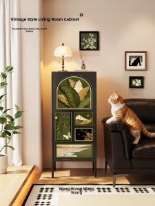 HAOJIUBUJIAN | Mid Century Modern Iron Living Room Bedroom Sideboard Storage Cabinet