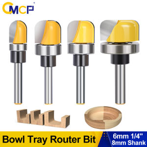 CMCP 1Pc Bowl Tray Template Router Bit 6mm/6.35mm/8mm Shank Round Nose Milling Cutter Woodworking Corner Rounding Router Bit