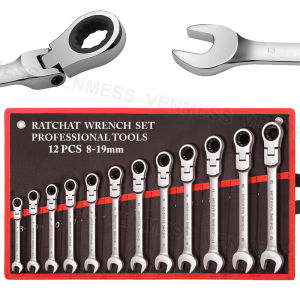 Flex-Head Ratcheting Combination Wrench Set 72-Tooth Spanner Gear Ring Ratchet Sets Metric Standard Suitable For Tight Space
