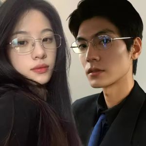 Y2K Small Square Frame Glasses Weman Man Retro Metal Eyeglasses Clear Spectacle Decorative Eyewear Cosplay Anti-blue Eyeglasses