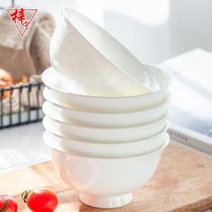 Pure White Bone China Bowl Ceramic Dining Set Home Use Soup Bowl Noodles Bowl Large Rice Bowl Heat Resistant High Footed Bowl