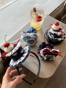 Original Design Cherry Lace Birthday Cake Hat Headwear Womens Fashionable Photo Prop Hairband Korean Style  out