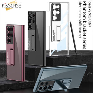 KISSCASE Transparent Case for Samsung S24Ultra S24Plus S24+ S24 Ultra Bracket Protective Phone Cover for Sansung Galaxy S24 Ultra 5G Plating Cases Cover