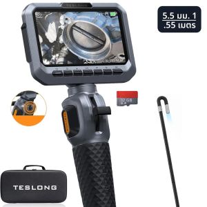 เลนส์ TESLONG 5.5 มม. สองทาง 420 °   Borescope อย่างชัดเจนพร้อมกล้องเอนโดสโคปอุตสาหกรรมพวงมาลัย 1080P หน้าจอ 5 นิ้วสําหรับการตรวจสอบรถยนต์