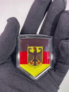 Car Chrome Decals CBSHD077 German Decal Germany Flag Car Motorcycle Chrome Shield Shape Emblem 3D Sticker Deutschland