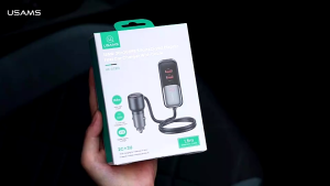 USAMS 165W 2C+3U PPS 5 Ports Digital Display Car Charger Quick Charger QC PD 3.0 Type C USB Charger With 1.5M Extension