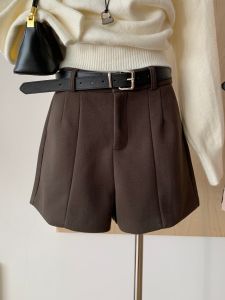 High Waist Wide Leg Short Pants Womens Black Slimming Casual Pants Autumn New Style Commute Style Polyester Fiber