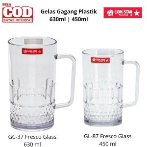 Gelas Gagang Teh Gelas Jumbo BPA Free Aman Tebal Lion Star Fresco Glass 450ml 630ml