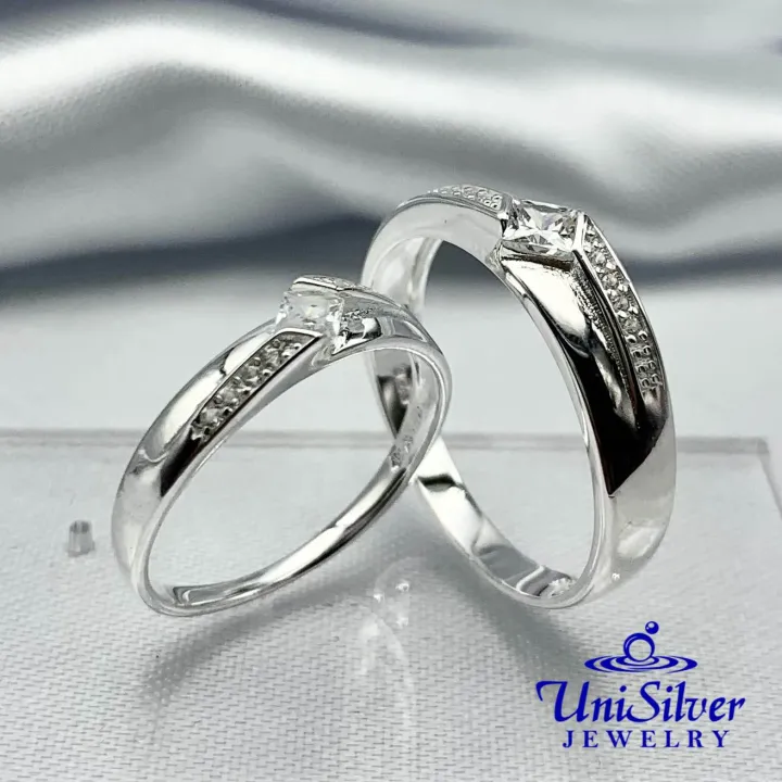 Unisilver 925 Sterling Silver Princess Cut Couple Band Ring (CRS06) (SOLD  PER PIECE) Lazada PH