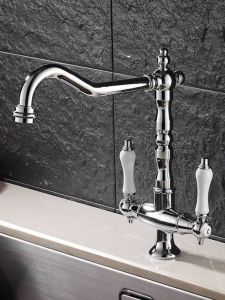 พนักงานห้องครัวแบบยุโรป 2 ช่อง 2 ช่อง วัสดุทองแดง บ้านพักช่วงฤดูร้อน ห้องน้ำ จุลินทรีย์ หัวน้ำ 2 ช่อง วัสดุทองแดง