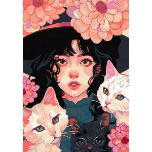 Coloring By Number Girl Pictures By Number Garden Drawing on Canvas HandPainted Figure Art Gift Kit DIY Decoration