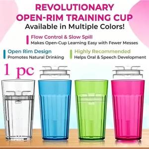 1pc Smart Cup Bundle Montessori Weaning Training for Toddlers Slow-Spill Open-Cup Design 360 Rim Flow-ControlBPA-Free