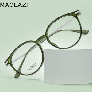 MAOLAZI Fashion Comfortable Ultra Light Glasses Retro Round Transparent Eyewear Optical Prescription Eyeglasses Frame Women D988E