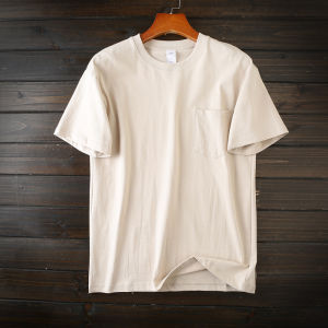 Heavyweight 300G Double Weave Xinjiang Cotton Summer Mens Vintage Casual Pure Cotton Short Sleeve T-Shirt Trendy Urban Style
