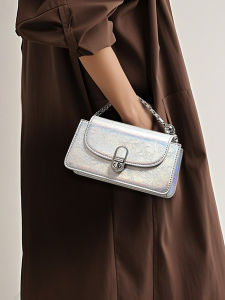 Silver Leather Mobile Phone Bag for Women Jacobponnus 2025 New Winter High-End Small Luxury Fashion Compact Size Commuting