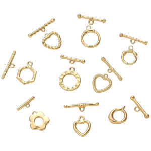 เข็มกลัดทองเหลืองทองแดงชุบทอง14K 1ชุด สำหรับการทำสร้อยข้อมือแฟชั่น บ้าน