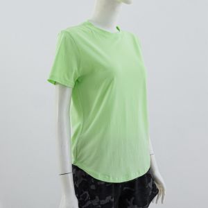 Slim Fit Casual Yoga T-Shirt Short Sleeve round Neck Running Fitness Top Womens Summer Sportswear Quick Dry UV Protection