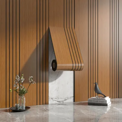 หนาม้วน 3D สเตอริโอ Grille ไม้ผนังแผง Self-Adhesive วอลล์เปเปอร์ตกแต่งห้องนั่งเล่นพื้นหลังสติ๊กเกอร์ติดผนัง DIY ตัด