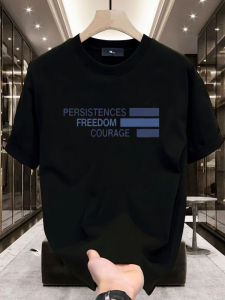 Áo Thun Nam Tay Ngắn Cotton Phong Cách Mỹ Cổ Tròn in Chữ Mùa Hè Thường Ngày Đa Năng Cơ Bản Thân Thiện Với Da Thoáng Khí