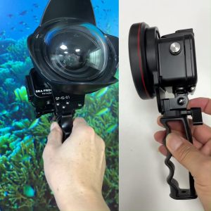 Seafrogs Aluminum Waterproof Case 60m na may Filter Frame Handle para sa Insta 360 ACE 2/GoPro 9-13/DJI Action 3/4/5