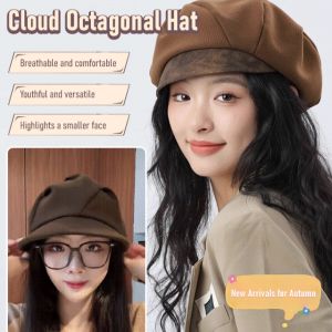 Womens adjustable large head circumference cloud cap five wear hat