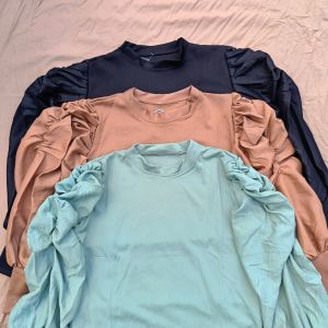 Atasan wanita dewasa remaja blouse melva bahan scuba mix moscrepe lengan balon panjang