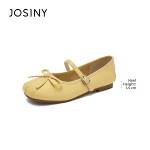 Josiny | Yellow Bow Mary Jane Ballet Flats Soft Bottom Women Shoes