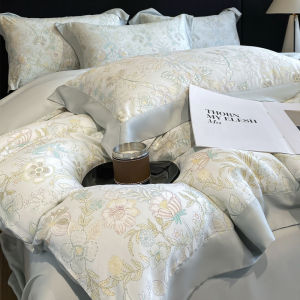 Summer Lysanne Silk Smooth Ice Feeling Bedding Four-Piece Set High End Countryside Print Duvet Cover Breathable Nighttime Cooling