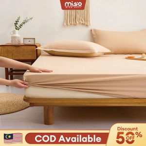 MISO Plain Color Bedsheet Hotel Bedsheet Set Washed cotton Fitted Bedsheet Cadar Katil Single/Queen/King Size Thread Count 650 Mattress Protector