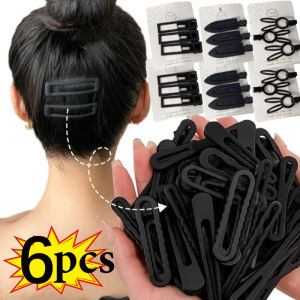 6Pcs Black Hair Clips for Women Girls Solid Color Frosted Hair Clips Adult Alloy Barrettes Hairpins Female Hair Accessories