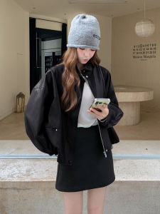 Black Fashionable Sweet Cool Style Leather Jacket Womens 2025 Autumn New High-End PU Leather Coat Zipper Sleeve Design Short Model