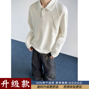 Áo Thun Polo Tay Dài Màu Trắng Xám Phong Cách Mỹ Dành Cho Nam Mùa Thu Cao Cấp Cổ Polo Tay Dài Chất Liệu Polyester Thường Ngày