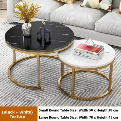 Italian Style Round Luxury Iron and Marble Coffee Table