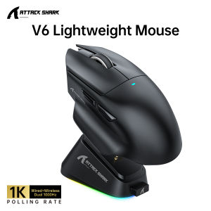 ATTACK SHARK | ATTACK SHARK V6 Ergonomic Tri-Mode Gaming Mouse PAW3311 800‑25000DPI BK52820 MCU 65±3g 400IPS 40G OMRON for PC Laptop Setup
