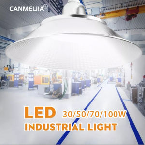 【Super Bright】CANMEIJIA High Bay LED Light 30W 50W 70W 100W Wateproof Industrial Lights E27 220V Warehouse Garage Ceiling Lighting Drop Lamp for Home Factory Energy Saving